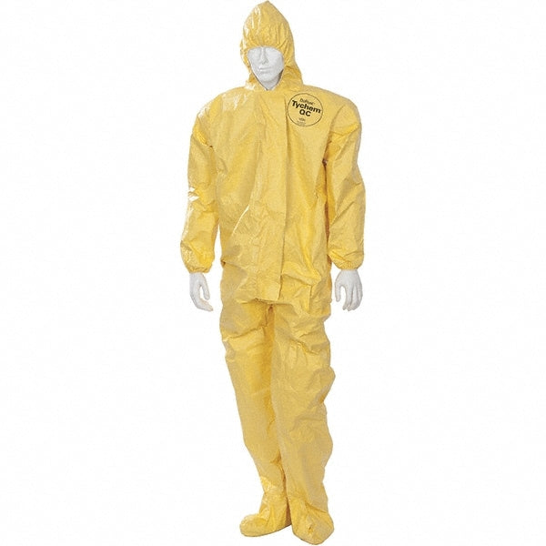 Disposable Coveralls: Chemical, Splash & Bloodborne Pathogen Protection, Size Large, 2.5000 oz, Tychem 2000, Zipper & Stormflaps Closure