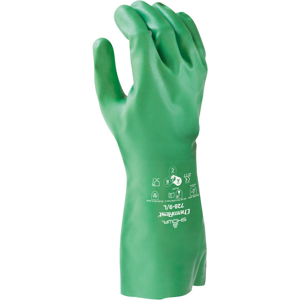 Chemical Resistant Gloves: SHOWA 728, Nitrile-Coated, Nitrile, Unsupported, General Purpose Chemical-Resistant