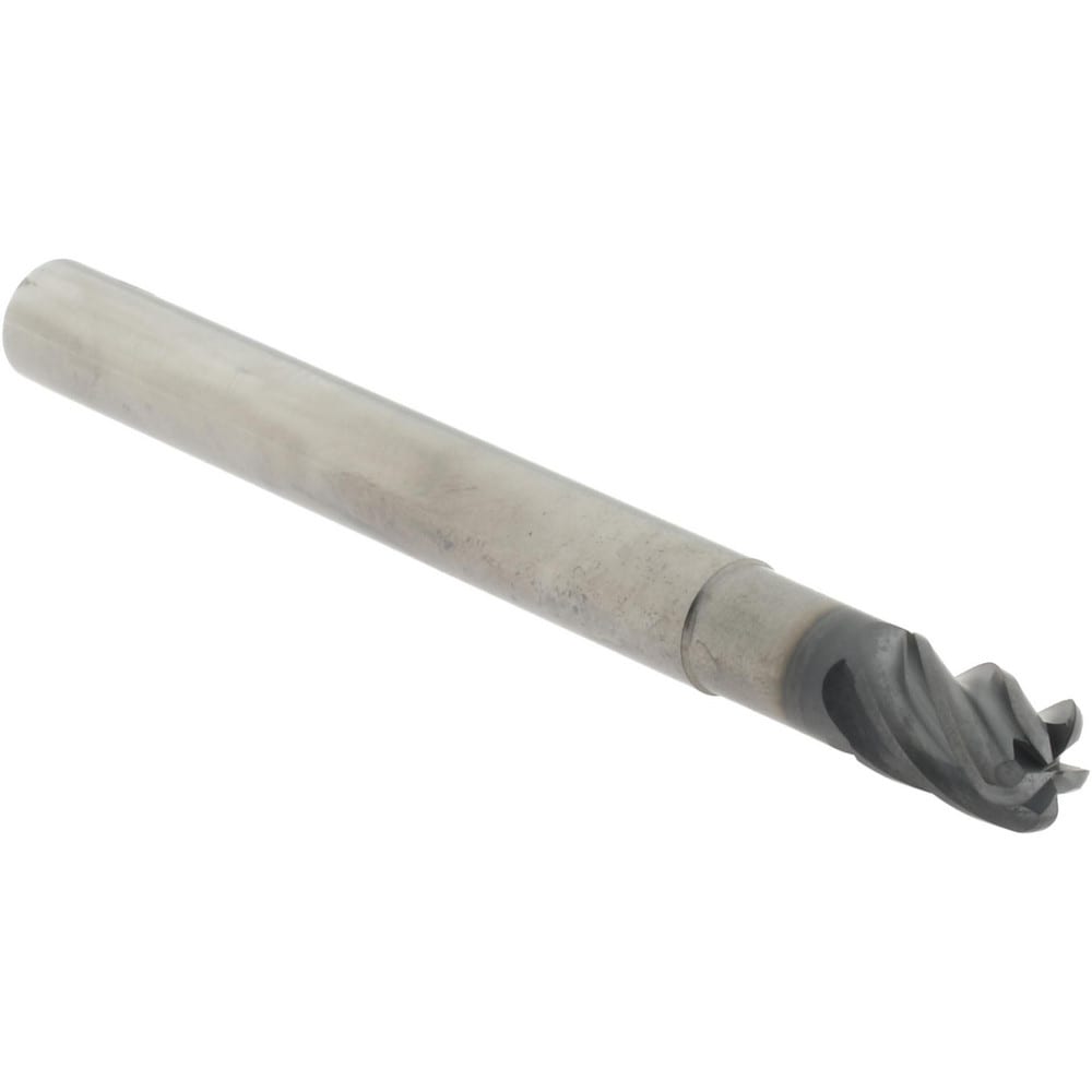 Corner Radius End Mill: 3/8" Dia, 1/2" LOC, 38 deg Helix, Corner Radius End, Centercutting Series HS