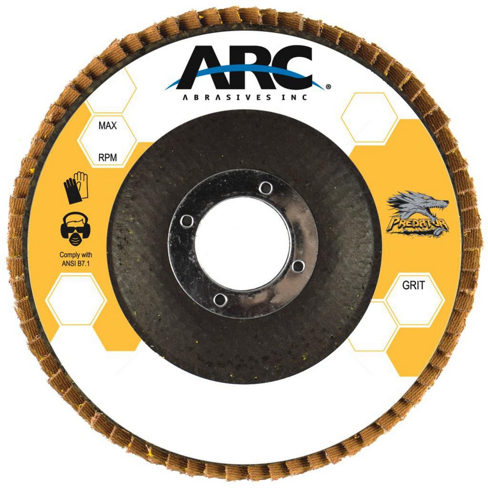 Flap Disc:  7" Dia, 7/8" Hole, 120 Grit, Ceramic Alumina, Type 29