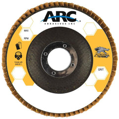 Flap Disc:  7" Dia, 7/8" Hole, 36 Grit, Ceramic Alumina, Type 27