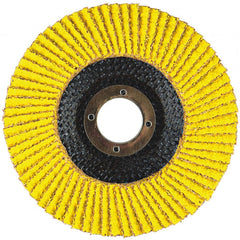 Flap Disc:  5" Dia, 7/8" Hole, 120 Grit, Ceramic Alumina, Type 27