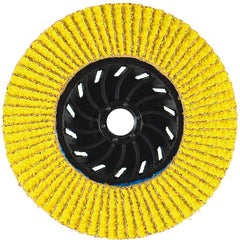 Flap Disc:  4.5" Dia, 5/8-11" Hole, 120 Grit, Ceramic Alumina, Type 27