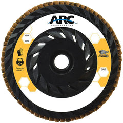 Flap Disc:  4.5" Dia, 5/8-11" Hole, 36 Grit, Ceramic Alumina, Type 29