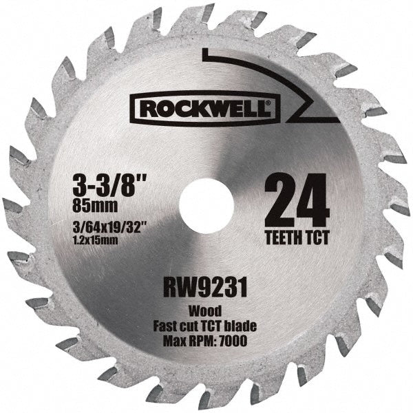 Wet & Dry Cut Saw Blade: 3-3/8" Dia, 15" Arbor Hole, 24 Teeth