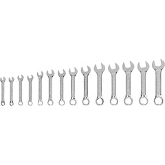 Stubby Combination Wrench Set: 14 Pc, Metric