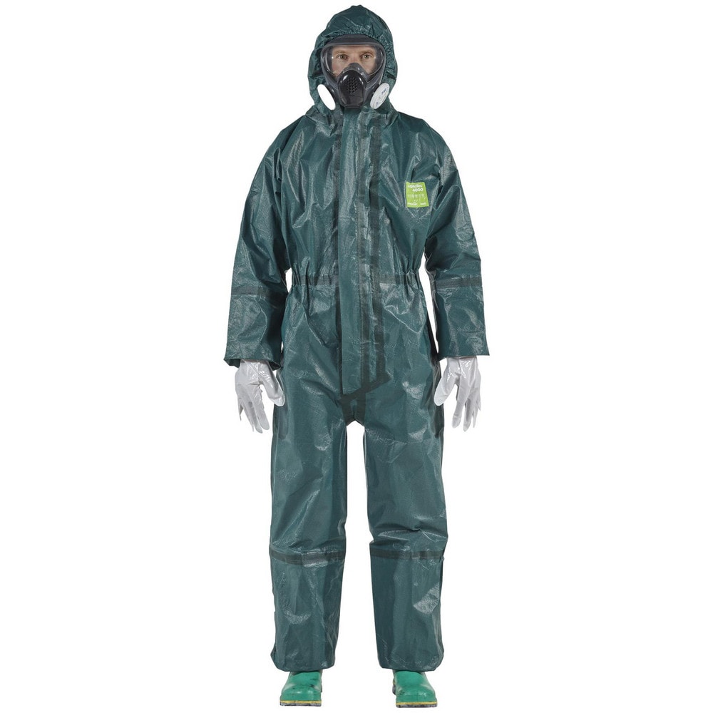 Disposable Coveralls: Size Medium, 0.3292 oz, Multi-Layer Non-Woven Barrier Laminate Fabric, Double Zipper Closure