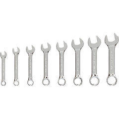 Stubby Combination Wrench Set: 8 Pc, Inch