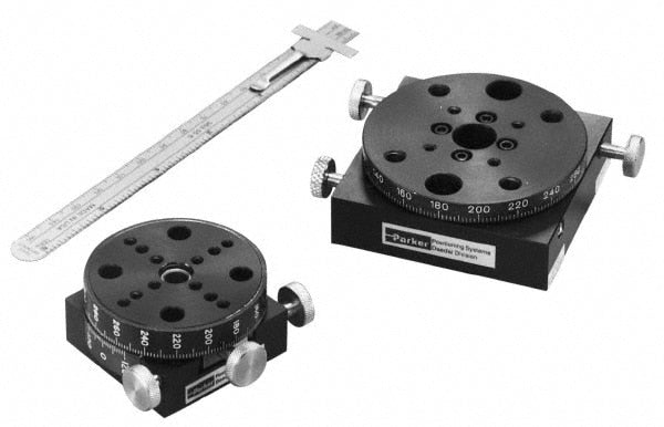 Rotary Positioning Stages; Style: Tangent Arm Drive; Stage Type: Tangent Arm Drive; Thread Size: 6-32; Thread Size: 6-32; Base Length: 1.75 in; 1.75 mm; Base Height: 1.0000; Stage Thru Hole Diameter: 0.25; Stage Diameter: 2.0 in; 2.0 mm; Stage Thru Hole D