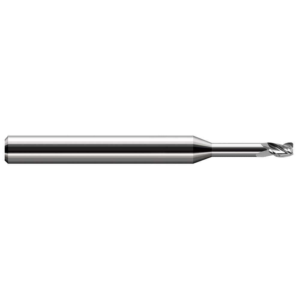 Corner Radius End Mill: 1/32" Dia, 0.046" LOC, 0.0100" Radius, 4 Flute, Solid Carbide