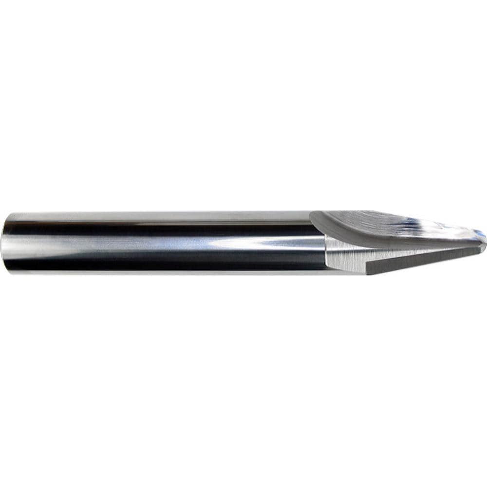 Tapered End Mill: 5 deg Angle per Side, 0.1240" Small Dia, 1.0600" LOC, 1 Flute, Corner Radius End