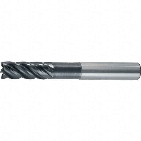 Corner Radius End Mill: 1/4" Dia, 1/2" LOC, 0.0150" Radius, 5 Flute, Solid Carbide