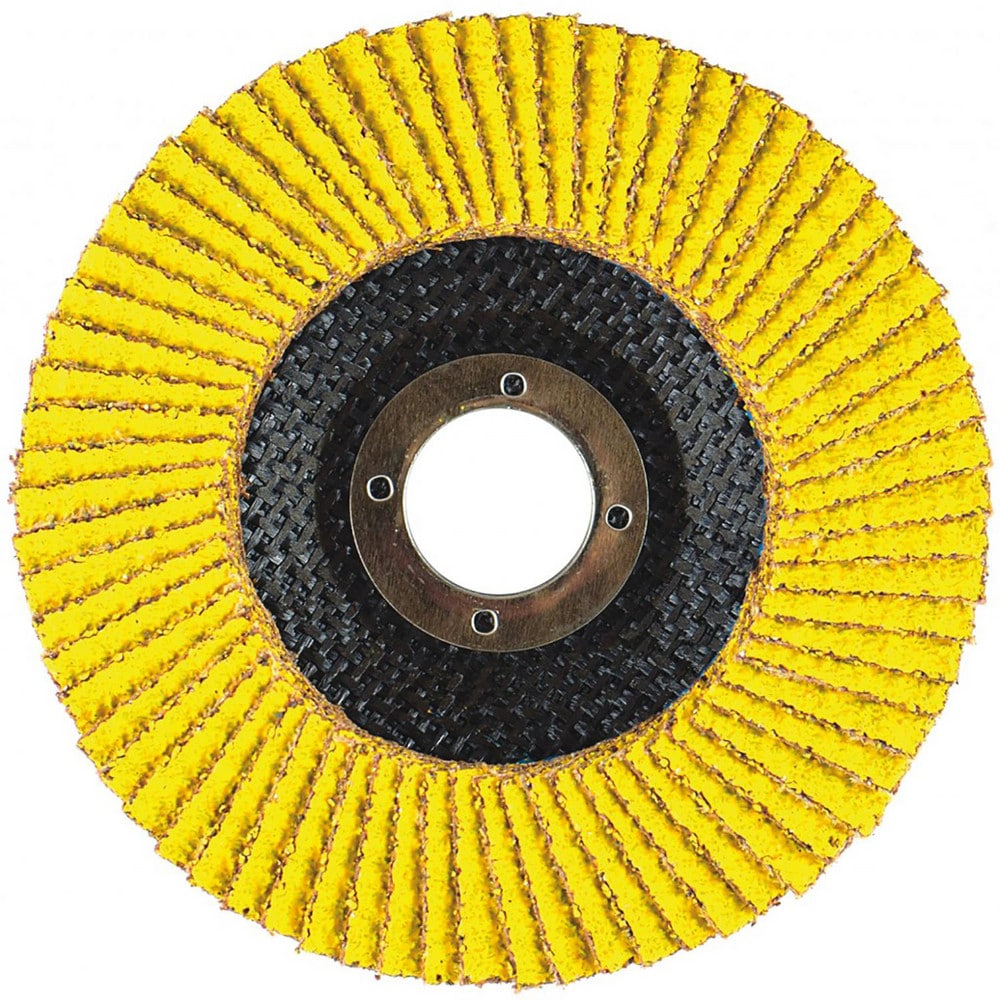 Flap Disc:  4" Dia, 5/8" Hole, 36 Grit, Ceramic Alumina, Type 29