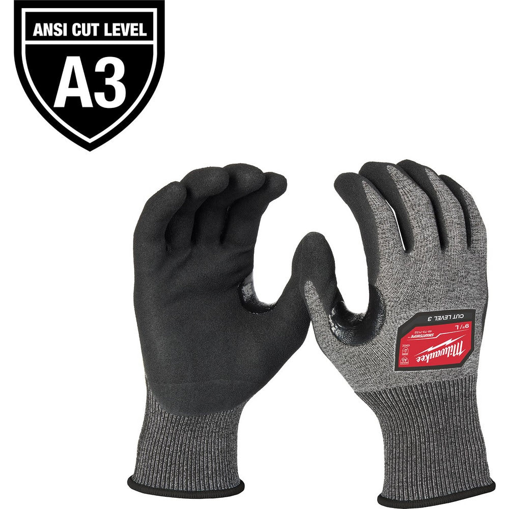 Cut-Resistant Gloves: Milwaukee 48-73, Size Large, ANSI Cut A3, ANSI Puncture 0, Nitrile, Polyethylene