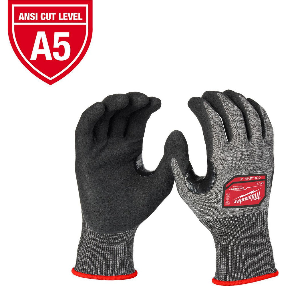 Cut-Resistant Gloves: Milwaukee 48-73, Size X-Large, ANSI Cut A5, ANSI Puncture 0, Nitrile, Polyethylene