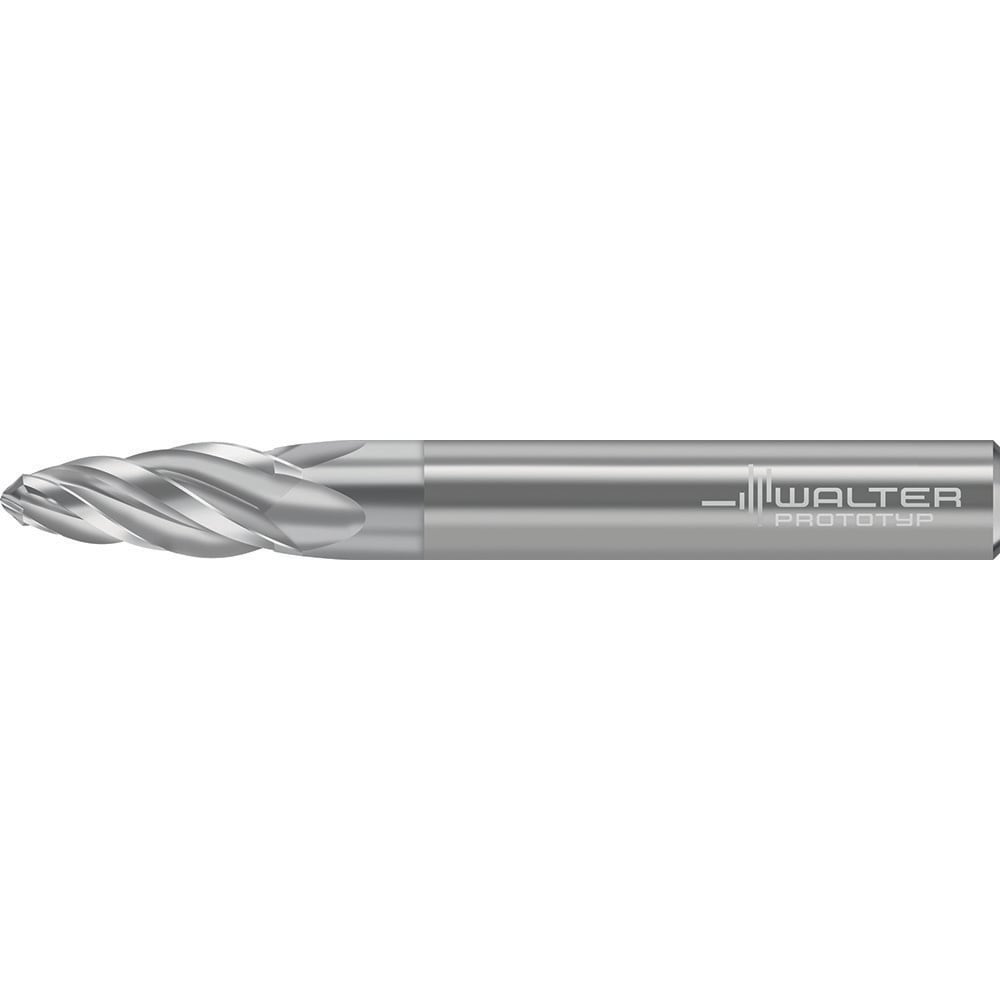 Barrel Cutter End Mills; End Type: Circle Segment Oval Form; Material: Solid Carbide; Taper Angle Per Side: 8.21; Small End Diameter (mm): 4.00; Shank Diameter (mm): 12.0000; Length of Cut (mm): 29.7100; Helix Angle: 30.00