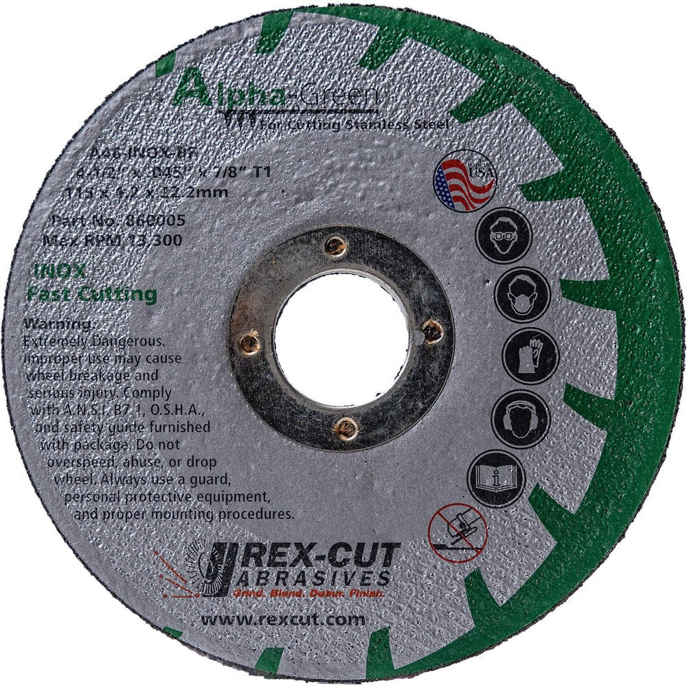 Cutoff Wheel: Type 1, 4" Dia, Aluminum Oxide