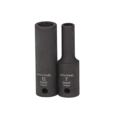 Impact Socket: 3/8" Drive, 12 mm Socket, Square Drive