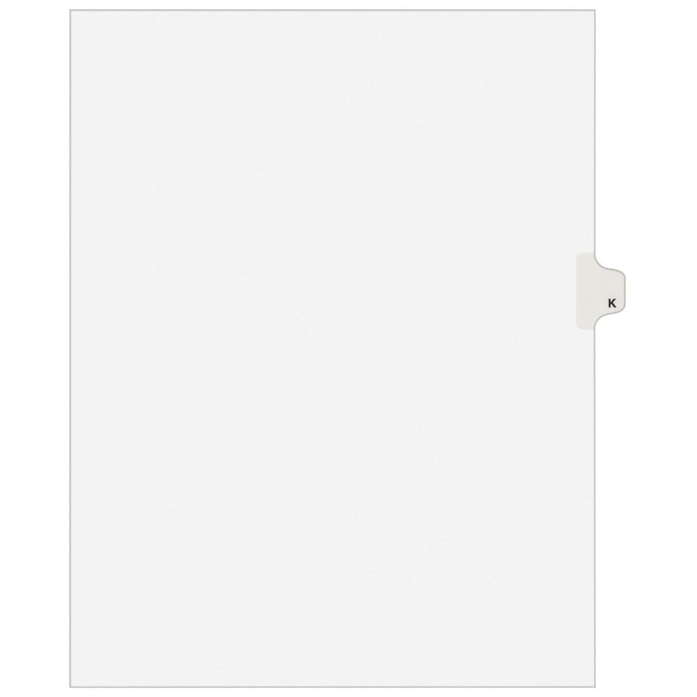 11 x 8 1/2" K Label, 1 Tabs, Unpunched, Preprinted Tab Dividers