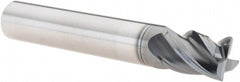 Corner Radius End Mill: 3/8" Dia, 1/2" LOC, 0.0100" Radius, 4 Flute, Solid Carbide