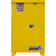 Flammable & Hazardous Storage Cabinets:  45.000 gal Drum, 2.000 Door,  2 Shelf,  Self Closing,  Safety Yellow