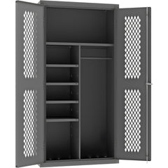 Steel Janitorial, Shelf & Ventilated Storage Cabinet: 36-1/8" Wide, 72" High