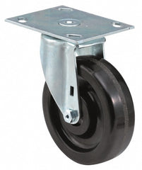 Swivel Top Plate Caster: Soft Rubber, 5" Wheel Dia, 1-3/8" Wheel Width, 240 lb Capacity, 6-3/8" OAH