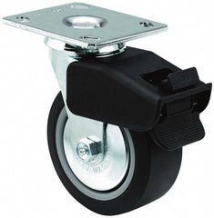 Swivel Top Plate Caster: Polyurethane, 5" Wheel Dia, 2" Wheel Width, 650 lb Capacity, 6-1/2" OAH