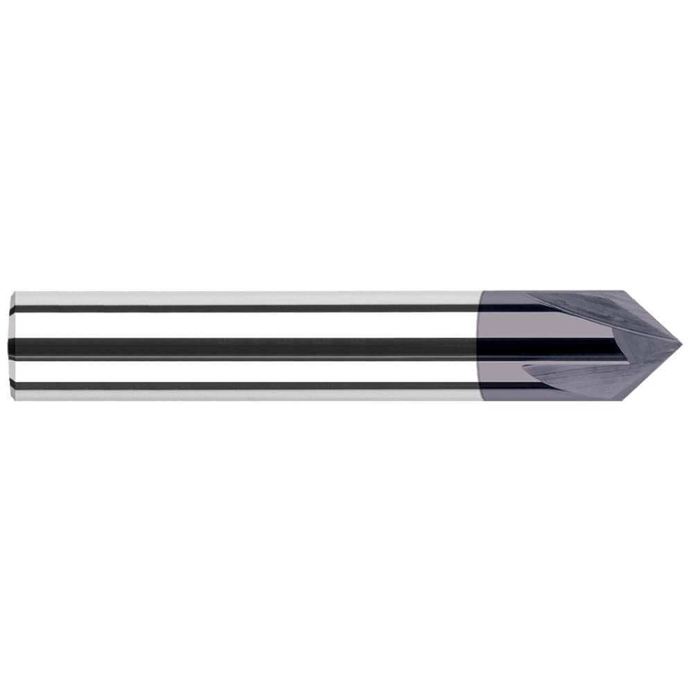 Chamfer Mill: 1/8" Dia, 1/8" Shank Dia, 4 Flute, Solid Carbide, Single End