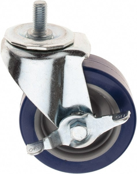 4" Diam x 1-1/2" Wide x 4-7/8" OAH Stem Mount Swivel Caster with Brake