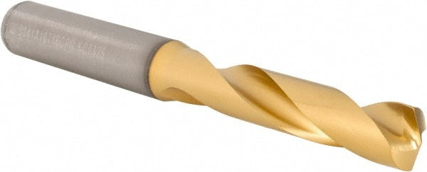 Screw Machine Length Drill Bit: 27/64" Dia, 140 deg Point, Solid Carbide