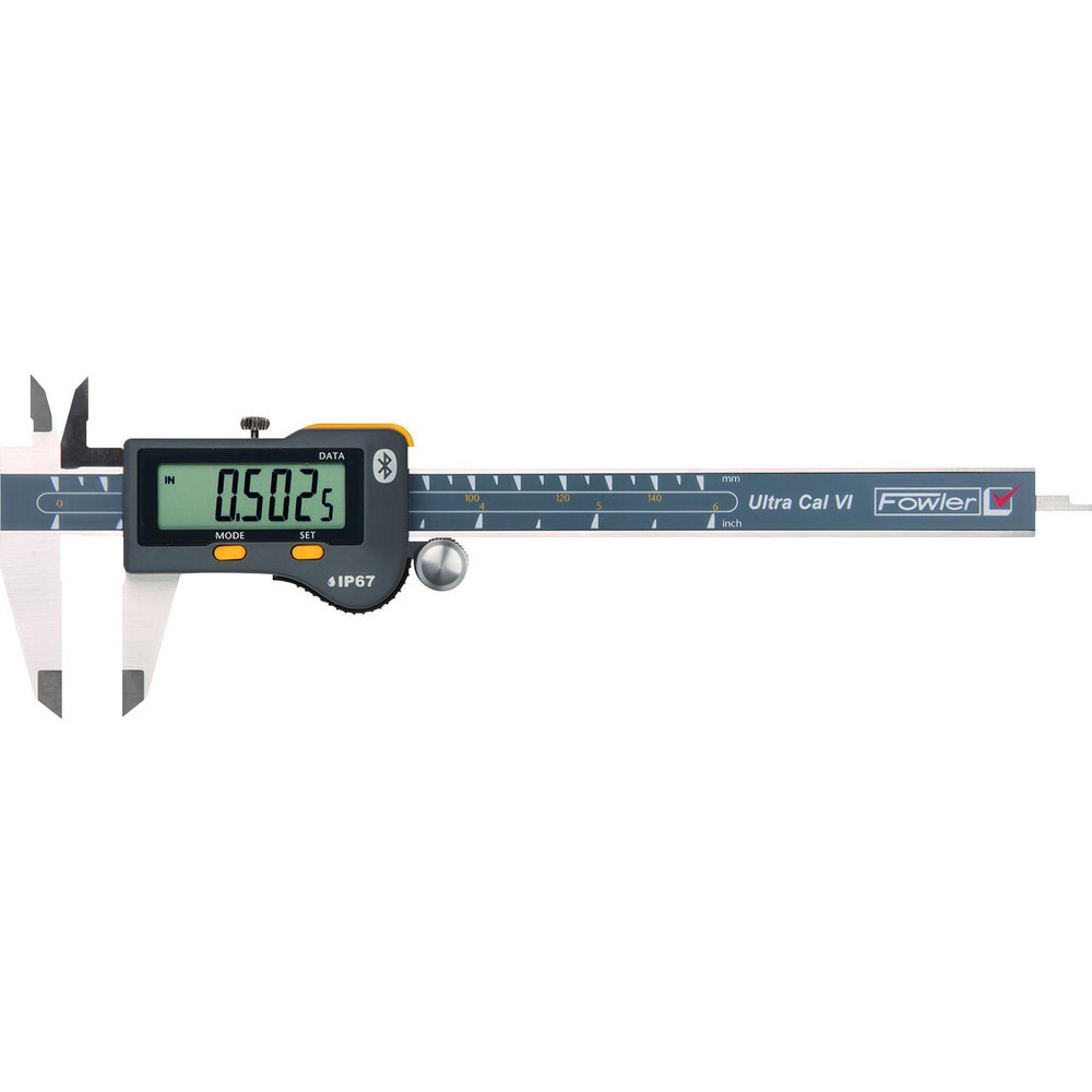 Electronic Caliper: 0 to 6", 0.0005" Resolution, IP67, For Depth, Inside Diameter, Outside Diameter & Step