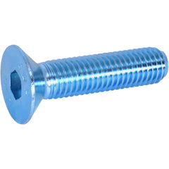 Flat Socket Cap Screw: M5x0.8, 10.9 Alloy Steel, Zinc-Blue Trivalent Chromate Finish