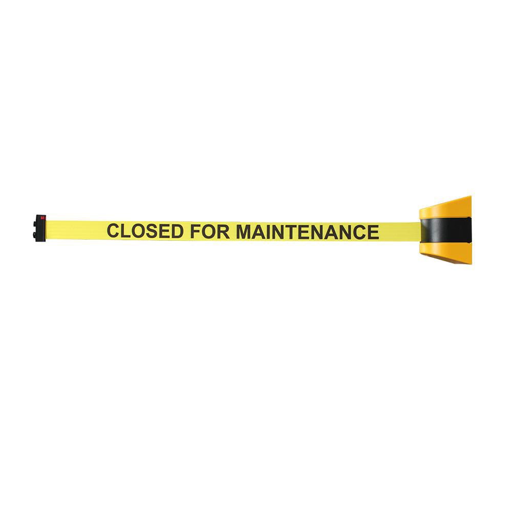 Magnetic-Mount Retractable Belt Barrier: In-Ground Mount, Black & Yellow, 33' Belt Barrier Length