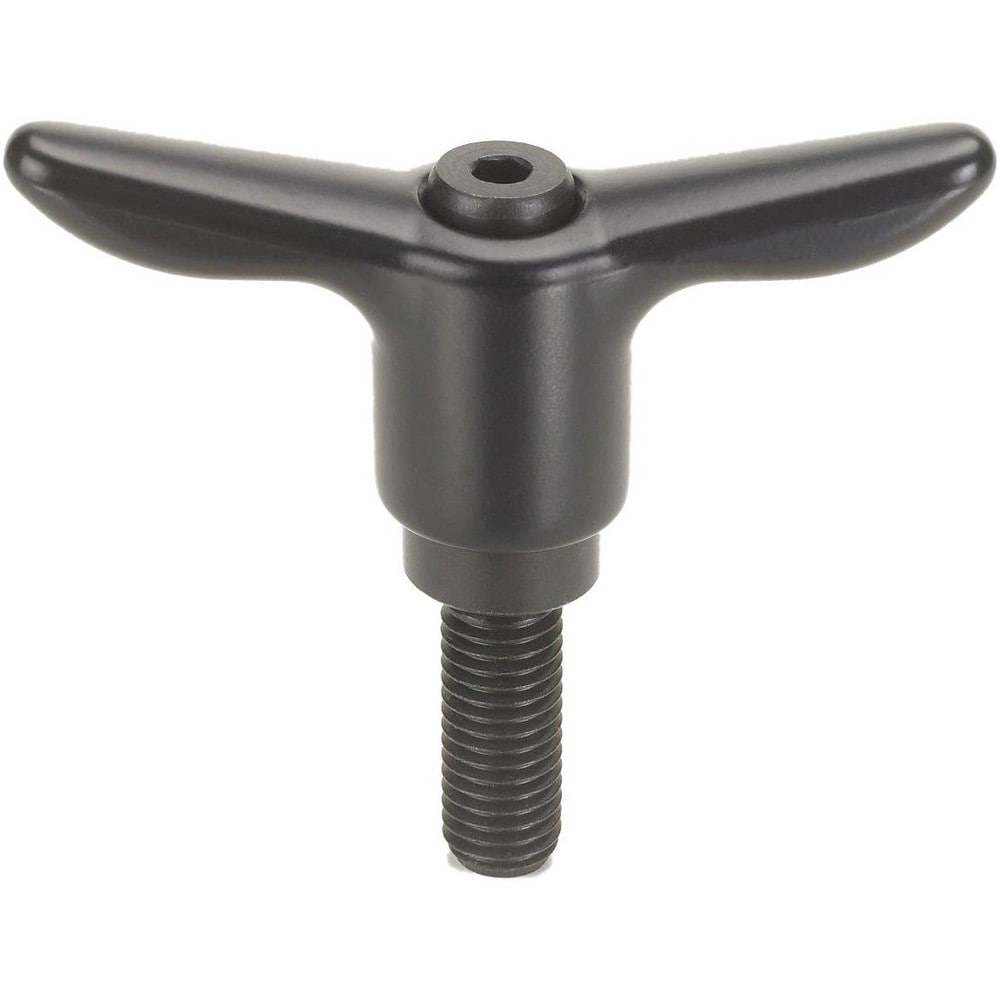 Adjustable Clamping Handle: T-Handle, M10x1.5 Thread, Die Cast Zinc Handle, 13.50 mm Hub Dia, Black