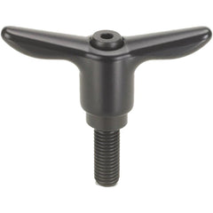 Adjustable Clamping Handle: T-Handle, 1/4-20 Thread, Die Cast Zinc Handle, 0.5300" Hub Dia, Black