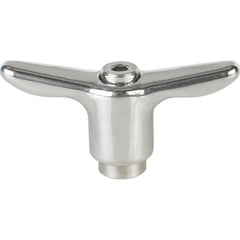 Adjustable Clamping Handle: T-Handle, 5/16-18 Thread, Stainless Steel Handle, 0.5300" Hub Dia, Silver