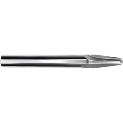 Tapered End Mill: 7 deg Angle per Side, 0.1860" Small Dia, 3/4" LOC, 1 Flute, Corner Radius End