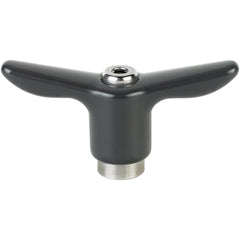 Adjustable Clamping Handle: T-Handle, 1/2-13 Thread, Die Cast Zinc Handle, 0.7500" Hub Dia, Black