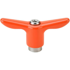 Adjustable Clamping Handle: T-Handle, 5/16-18 Thread, Stainless Steel Handle, 0.6300" Hub Dia, Orange