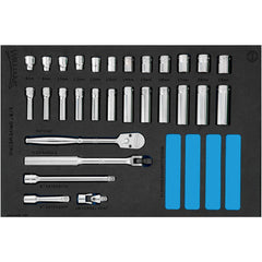 Deep Standard Socket Set: 29 Pc, 1/2 to 1" Socket