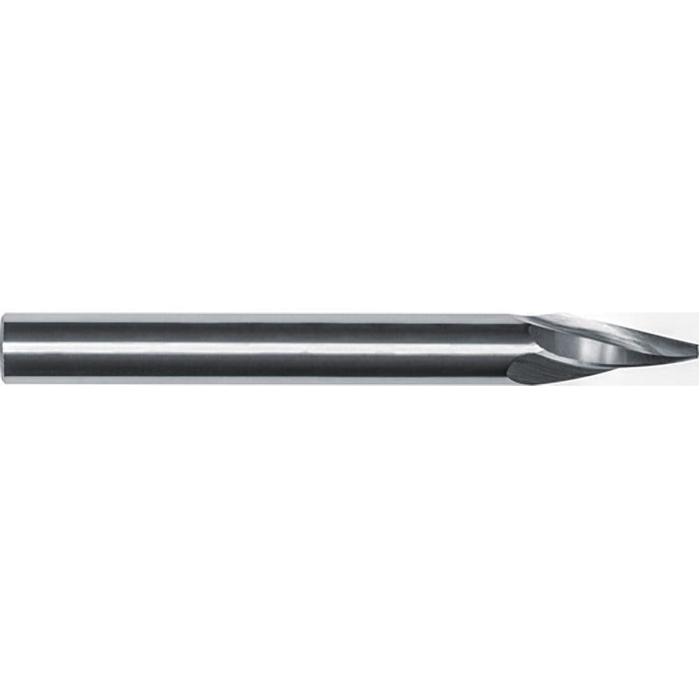 Tapered End Mill: 10 deg Angle per Side, 3/32" Small Dia, 3/4" LOC, 3 Flute, Tapered End