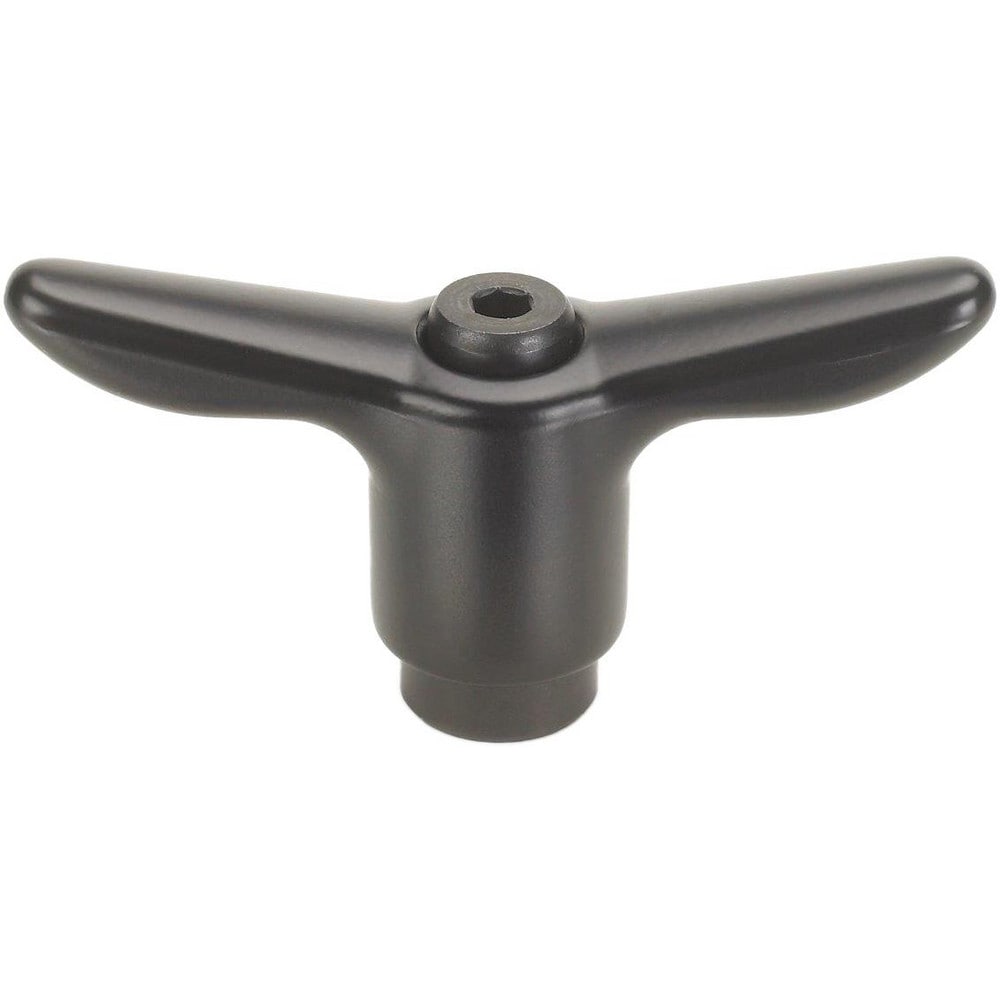 Adjustable Clamping Handle: T-Handle, 1/2-13 Thread, Die Cast Zinc Handle, 0.7500" Hub Dia, Black