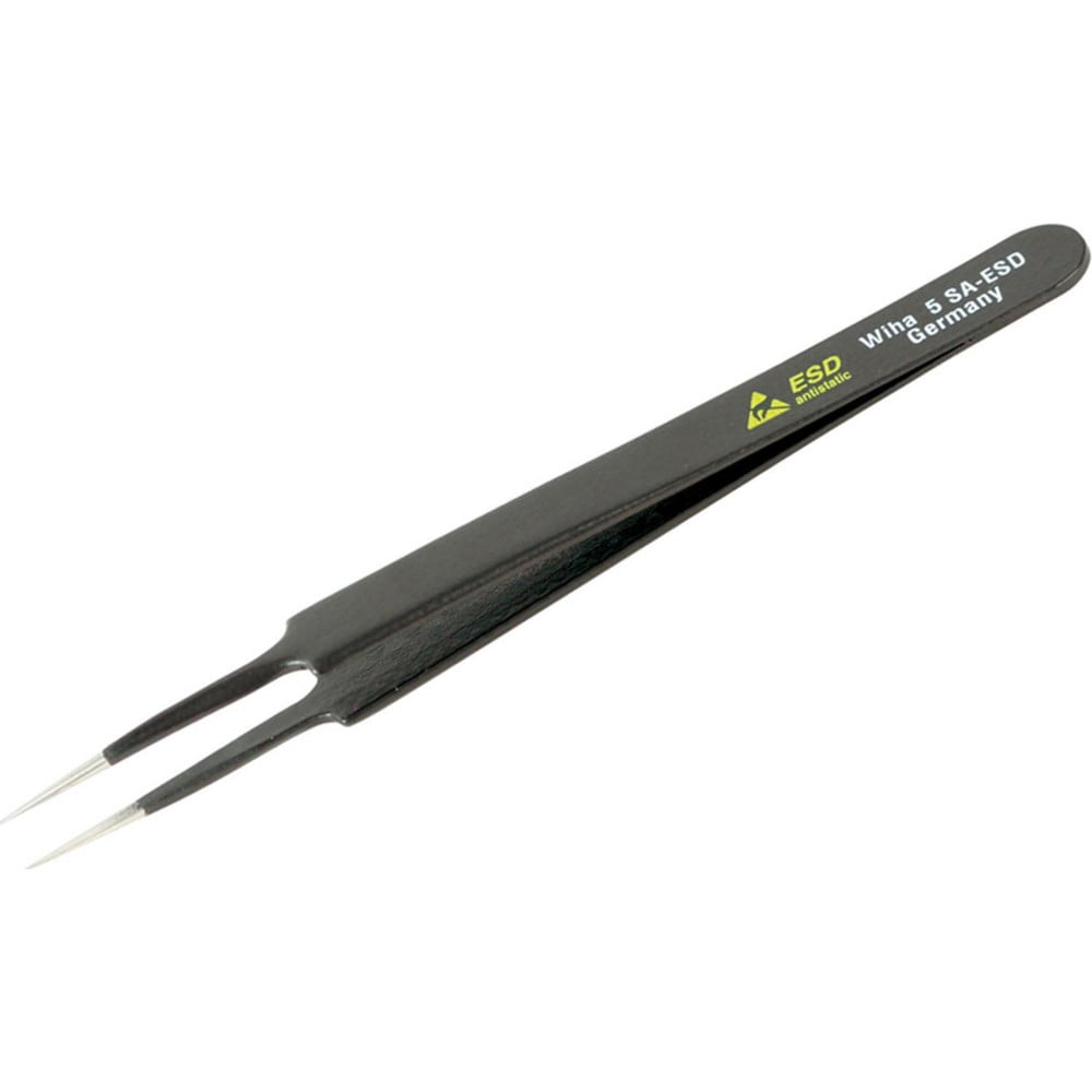 Tweezers; Tweezer Type: ESD Safe; Pattern: Solid Color; Material: Steel; Tip Type: Extra Fine; Tip Shape: Pointed; Overall Length (Inch): 4-3/4