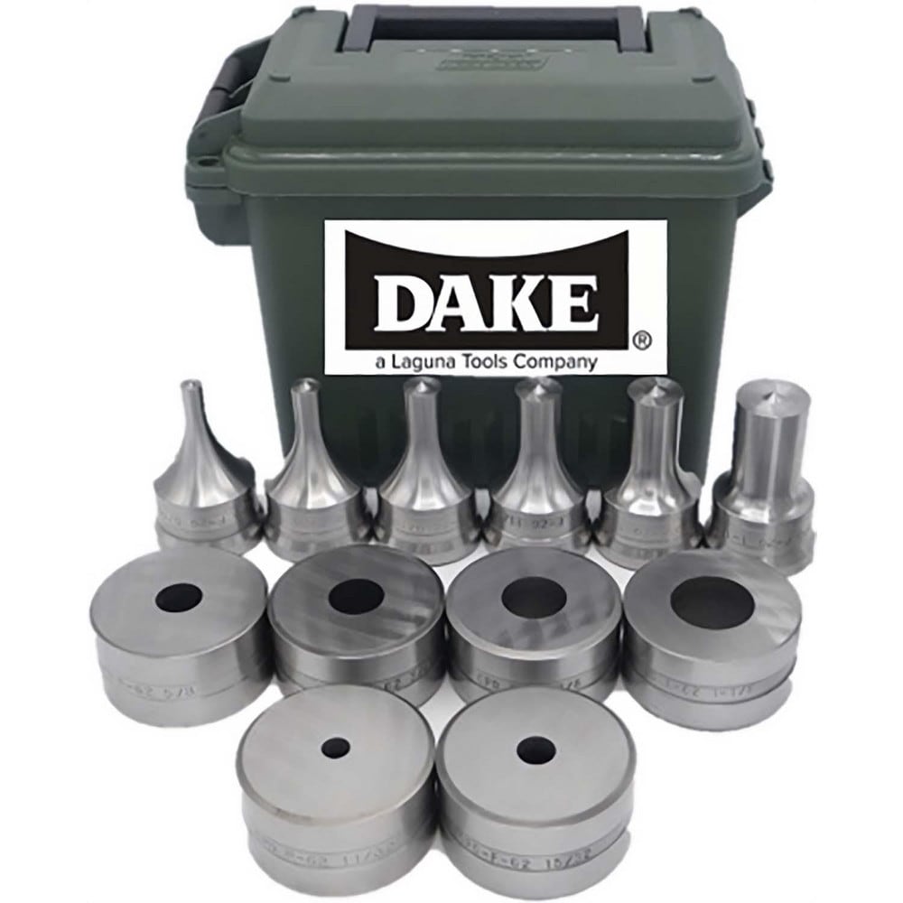 Ironworker Punch & Die Sets; Shape: Rectangle; Die Length: 1.125 in; Die Width: 1.812 in; Die Diameter: 11/32 in, 15/32 in, 19/32 in, 9/3.2 in, 23/32 in, 7/32 in; Punch Length: 2.125 in; Punch Width: 1.25 in; Punch Diameter: 0.188 in; Number Of Pieces: 12