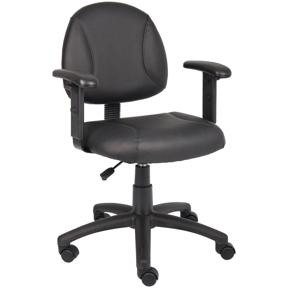 Task Chair:  PU Leather,  Adjustable Height,  Black