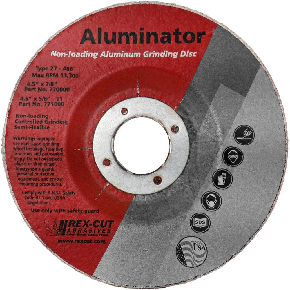 Deburring Wheel: 4-1/2" Dia, 1/8" Face Width, 7/8" Hole, Aluminum Oxide