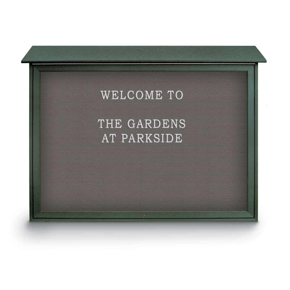 Enclosed Letter Board: 52" Wide, 40" High, Recycled Plastics, Woodland Green