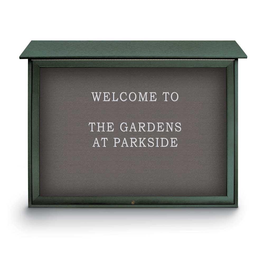 Enclosed Letter Board: 45" Wide, 36" High, Recycled Plastics, Woodland Green