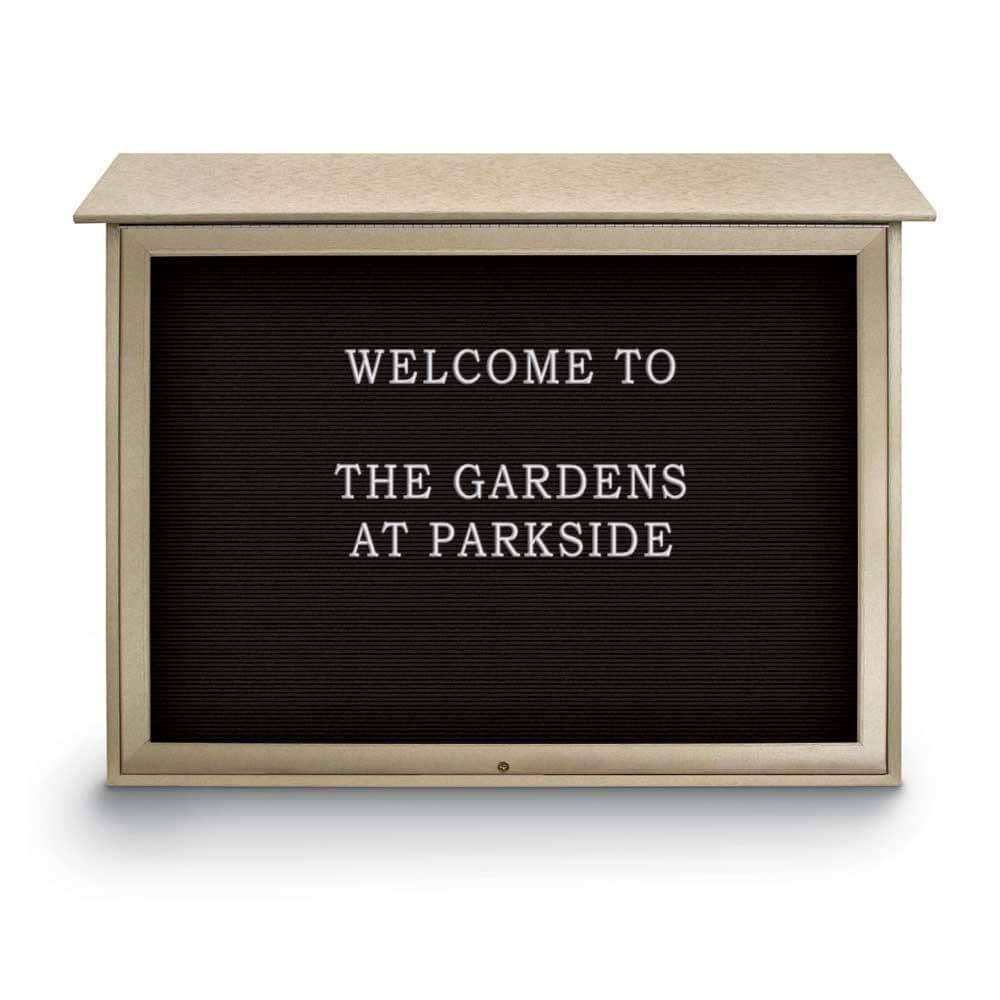 Enclosed Letter Board: 45" Wide, 36" High, Recycled Plastics, Sand